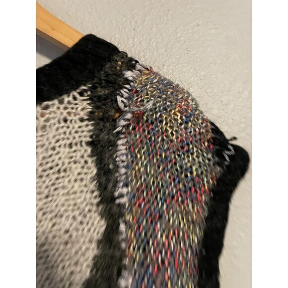 Chunky Knit Sweater Womens Large Multicolor Patchwork Short Sleeve Art to Wear - Picture 3 of 6